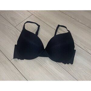 Maidenform P09720 Lightly Padded Bra Underwire Scalloped Edge Womens 36C Black